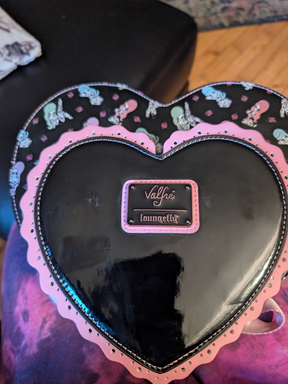 Loungefly Valfré Black & Pink Heart Backpack And Wallet Set